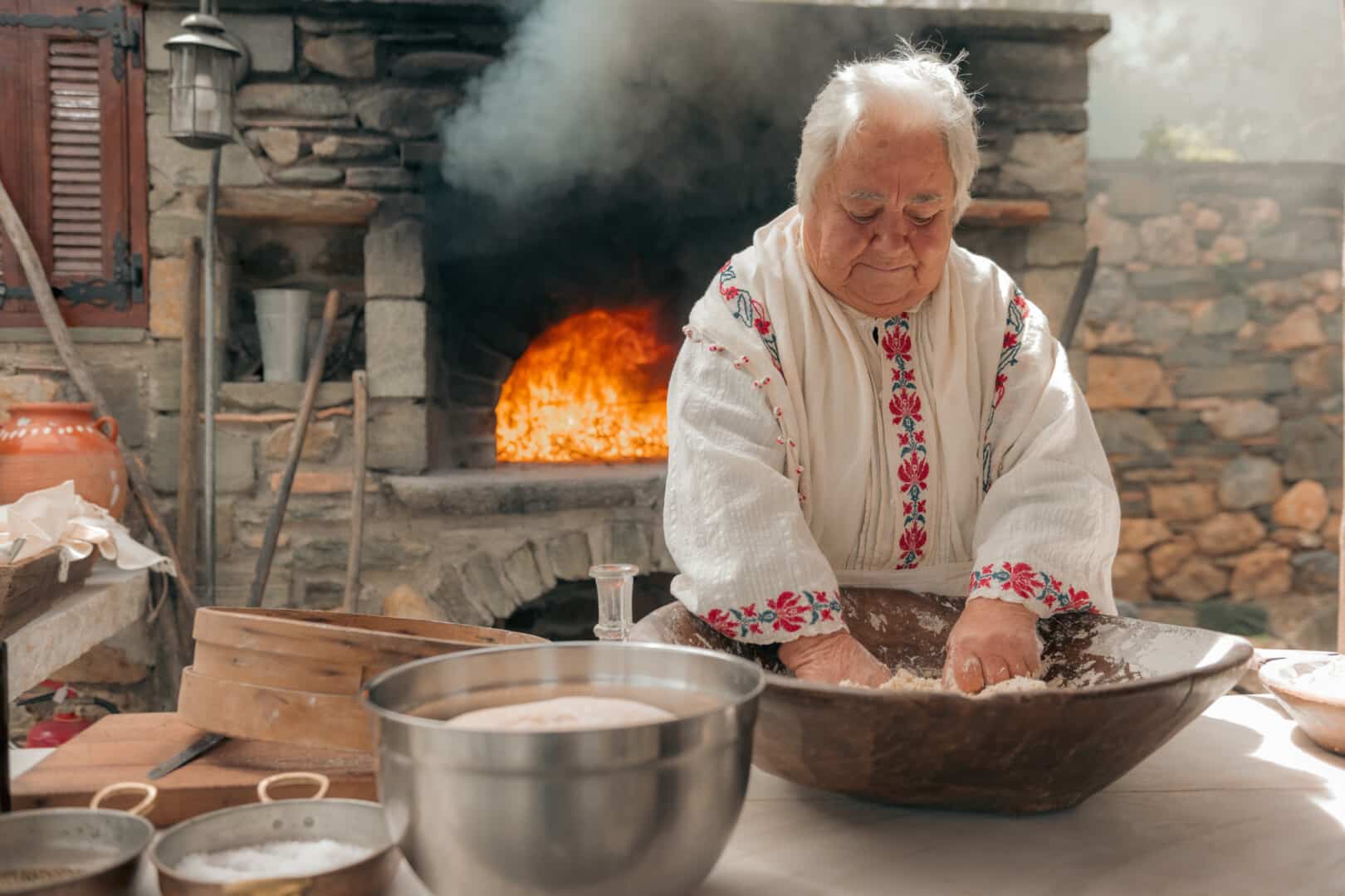 Baking bread in the wood fired oven